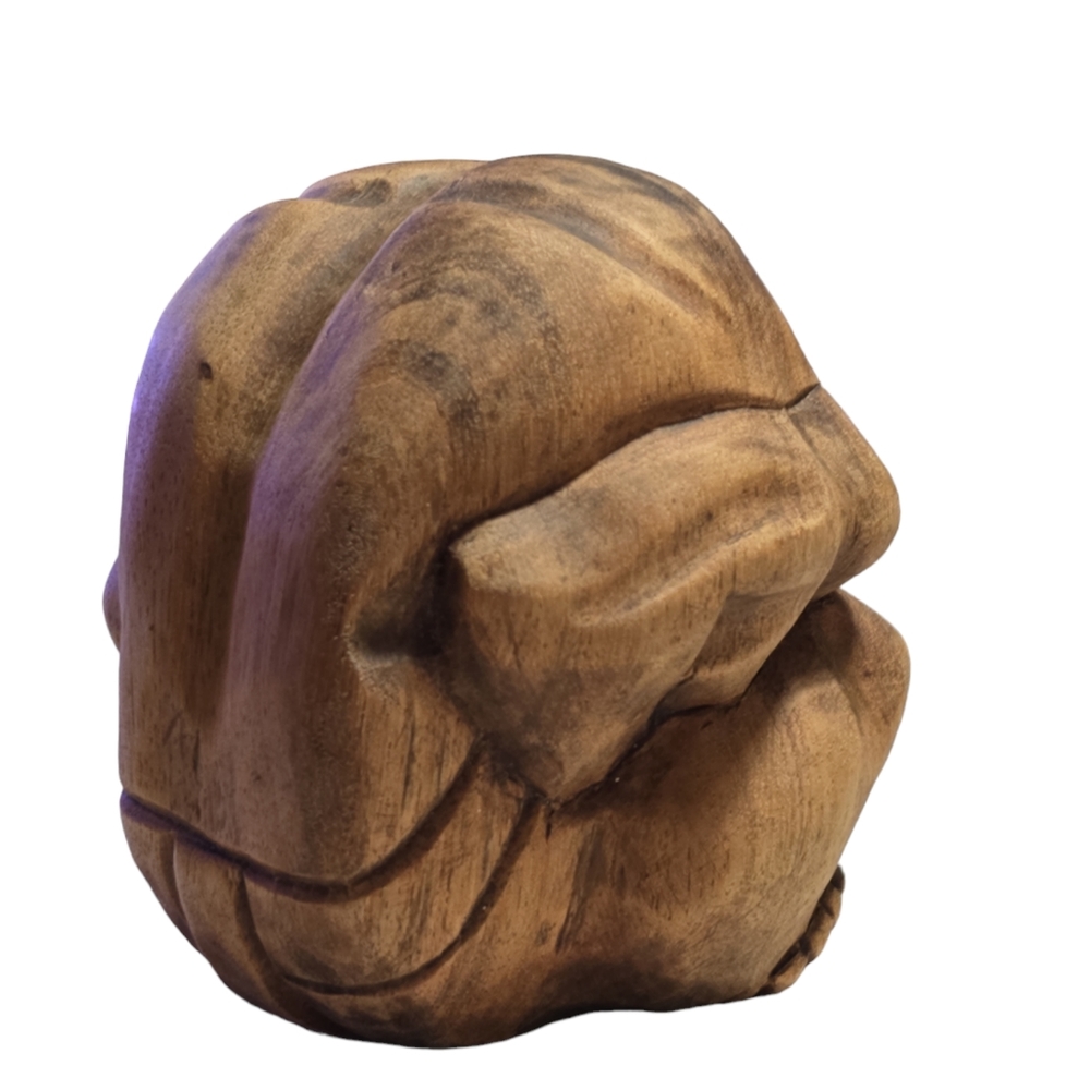 Vintage Teak wood large weeping Buddha - Picture 2 of 7